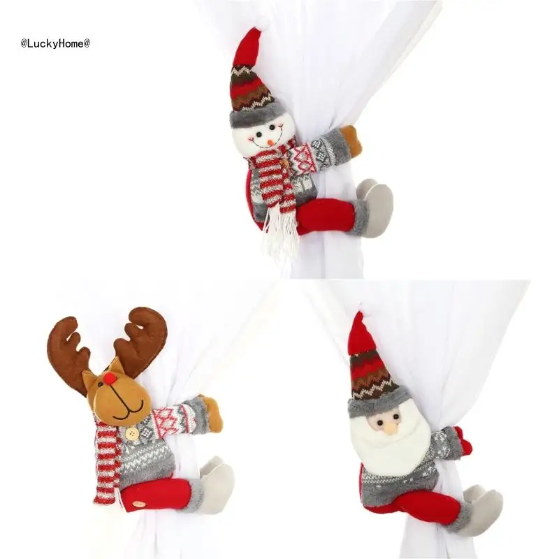 Holiday Christmas Themed Curtain Buckle Plush Window Dressing Accessory 11UA