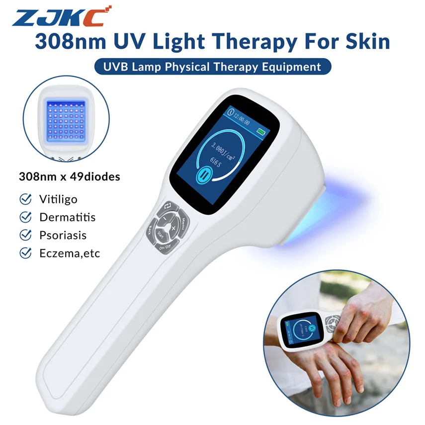 Zjkc 308nm Excimer Uvb Lichte Behandeling Voor Psoriasis Vitiligo Eczeem Vlek Ultraviolet Blauw Licht Fototherapie Apparaat