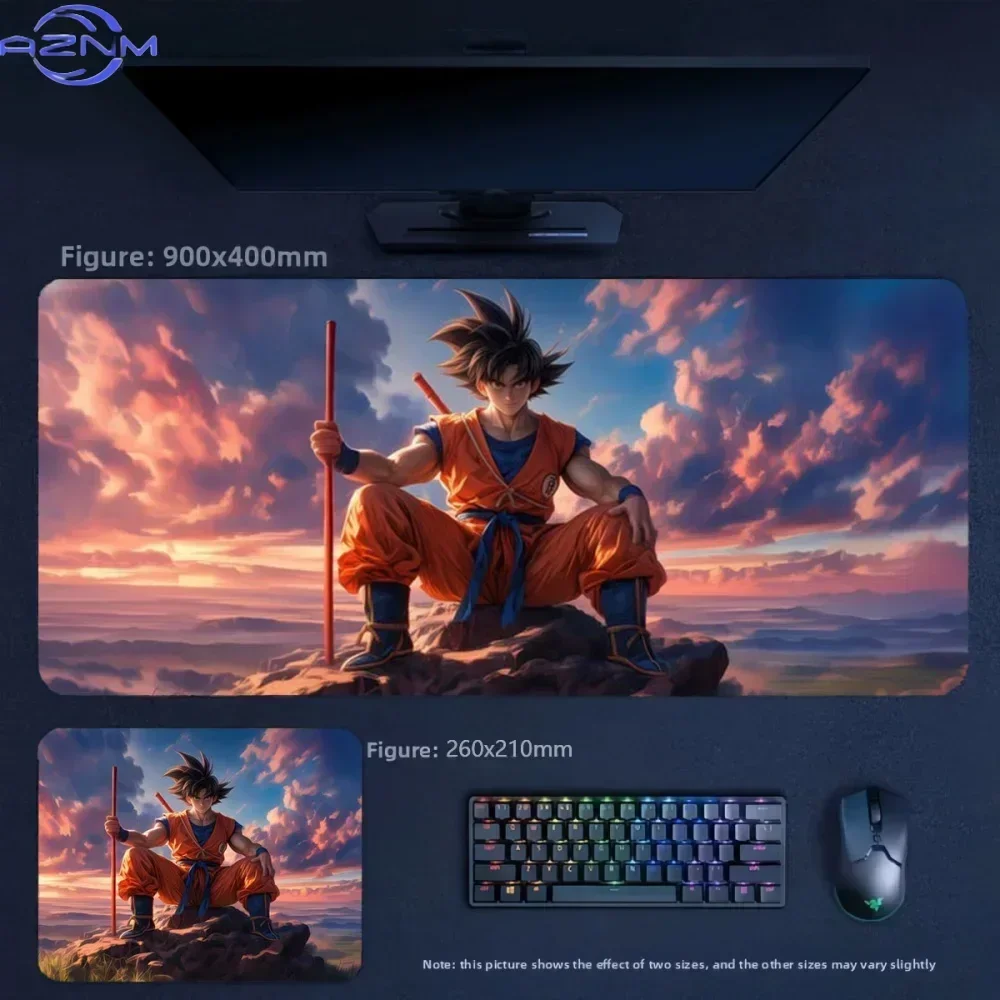 Anime Super Saiyan Golden Hair Warrior Flame Effect Print Mouse Pad, Rubber Non-Slip Base, Smooth Surface for Gaming and Office