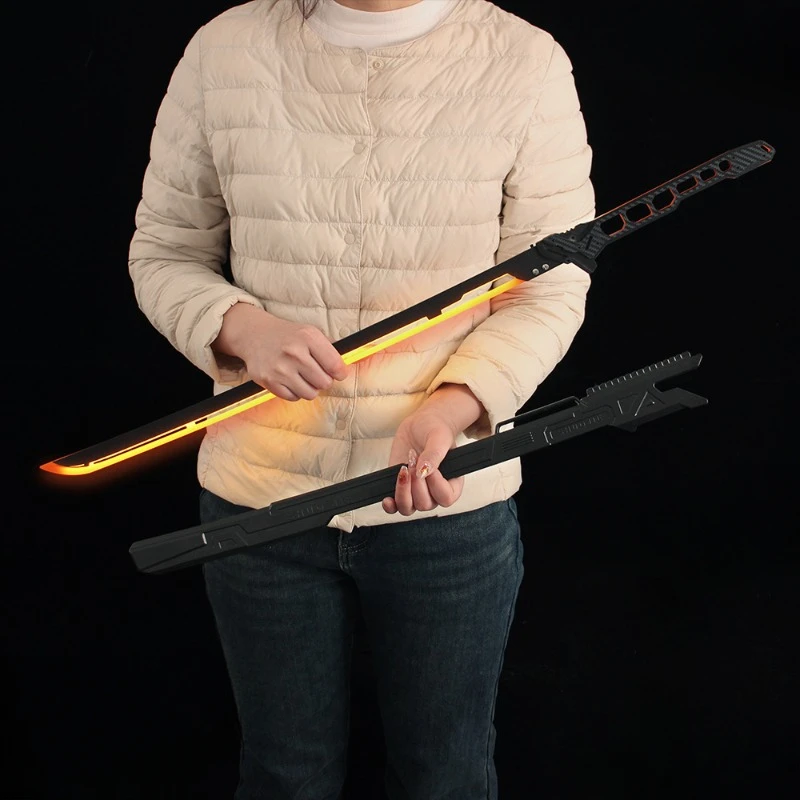 80 センチメートルサイバー 2077 熱サムライブレードモデルヘアライト剣コスプレ小道具機能風ベルトシースブレードアクリル誕生日プレゼント