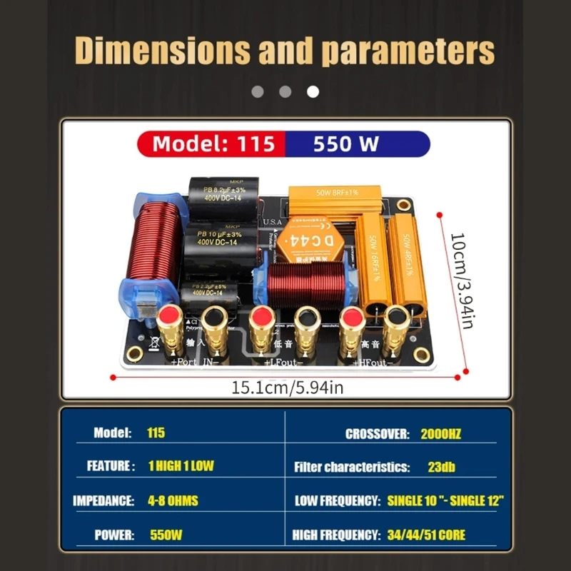 Point efficace division fréquence du diviseur 2000Hz croisement Manche 550W 2