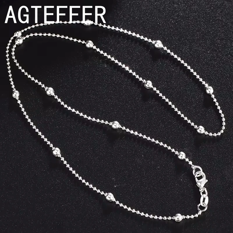 Fashion 925 Sterling Silver 40-60cm Beads Necklace For Women Charm Sweater Chain Wedding Party Favors Jewelry Accessories