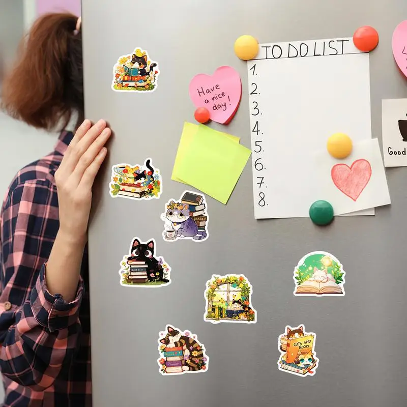 고양이 스티커 만화 50X 동물 스티커, 어린이 장식 동물 데칼 액세서리, 노트북 고양이 물건 물병