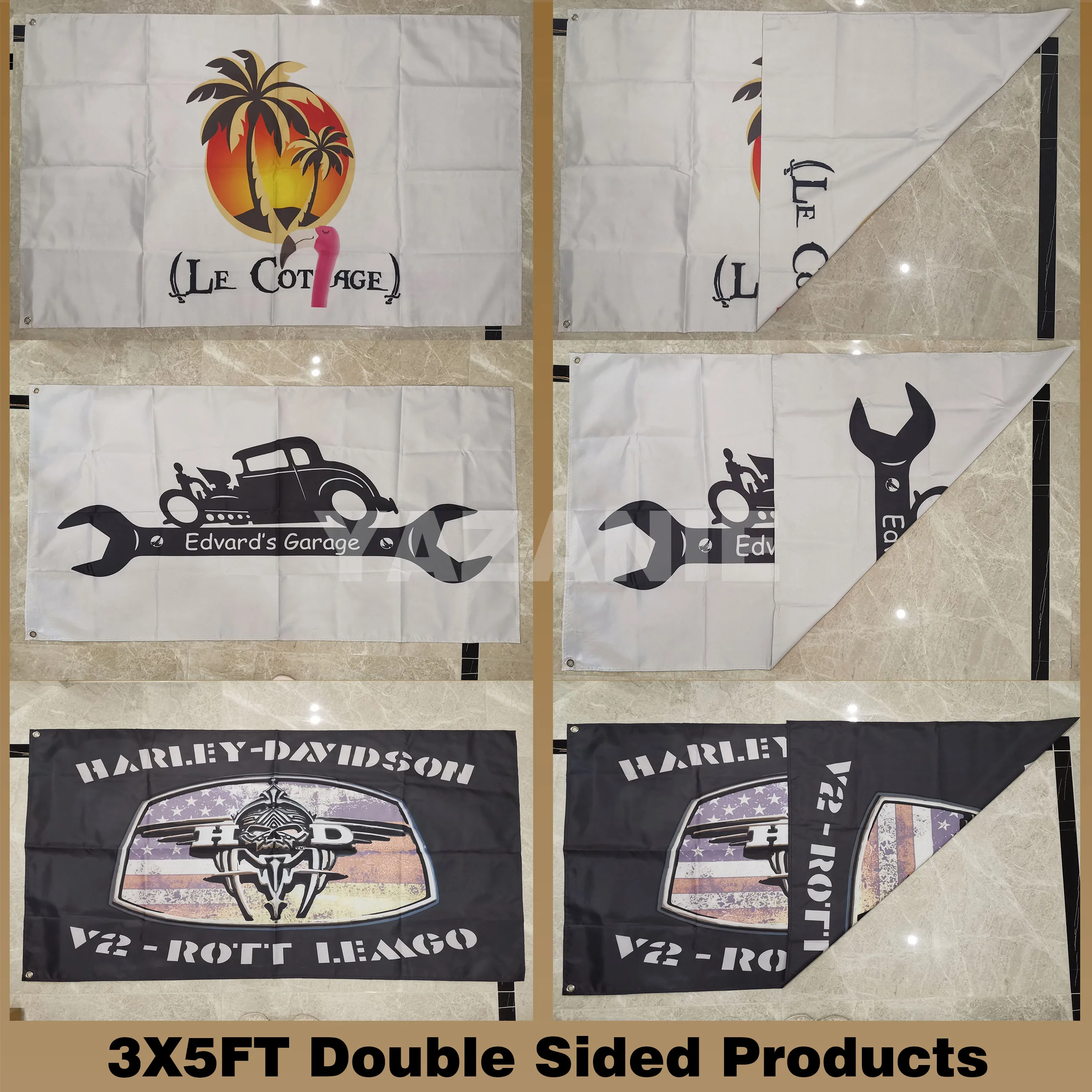 Custom Flag Double Sided 3x5ft 5x8 6x10ft 2 Sides Personalized Logo Printing Polyester Flag Design Your Own Flags and Banners