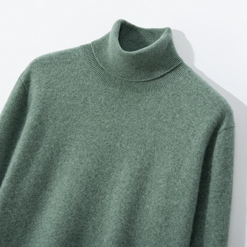 Männer Pullover 100% Ziege Kaschmir Strick pullover weich warm heiß Verkauf Roll kragen pullover voller Ärmel Pullover einfarbig männliche Kleidung wl01