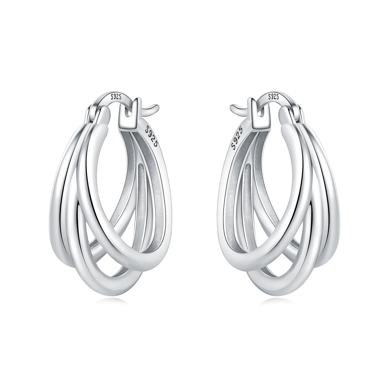 

925 Sterling Silver Exquisite Multi-layer Ear Ring Jewelry Versatile Hoop Earrings For Women Jewelry Fine Birthday Party Gift