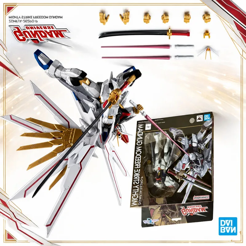100% Bandai Genuine In Stock Gundam Gundam Universe GU ZGMF/A-262PD-P Mighty Strike Freedom Action Figure Collection Model Toys