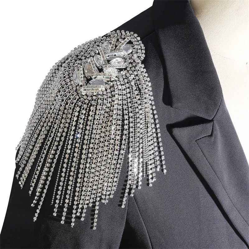 Tassel Epaulet Rhinestone Shoulder Board Costume Shoulder Badge Decor Shoulder Mark Fringe Epaulet Badge 2024 New Fashion