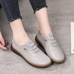 Genuine Leather Flat Sole Soft Sole Breathable Women Loafers Lightweight Comfortable and Versatile Women Shoes