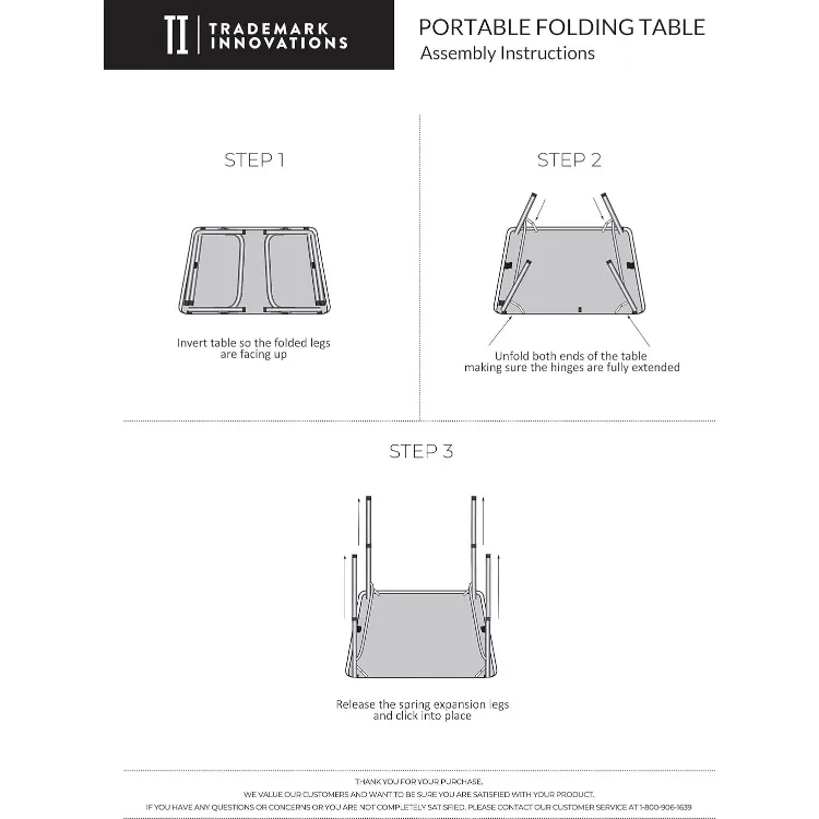 Table de camping pliante portable en aluminium avec poignée de transport, blanc, par Trademark Innovations