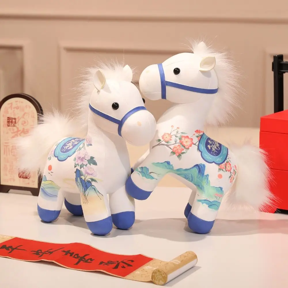 

Chinese Style Cartoon Steed Soft PP Cotton Zodiac Pony Figurine Cartoon Portable Horse Pendant Festive Decor