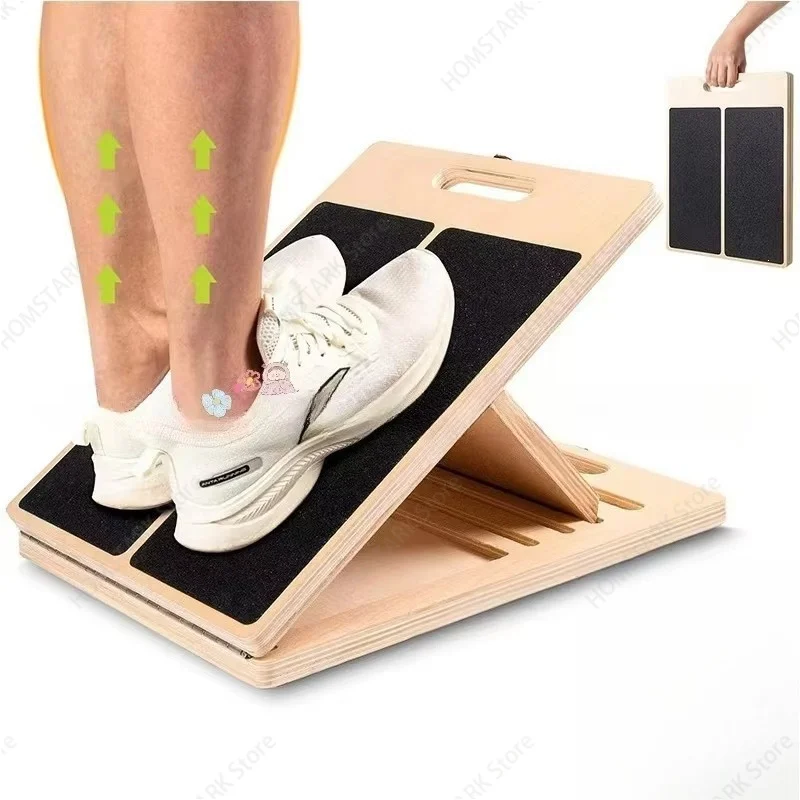 Foldable Adjustable Solid Wood Calf Stretch Board AntiSlip Leg Stretcher For Home Indoor Leg Muscle Relaxation Fitness Equipment