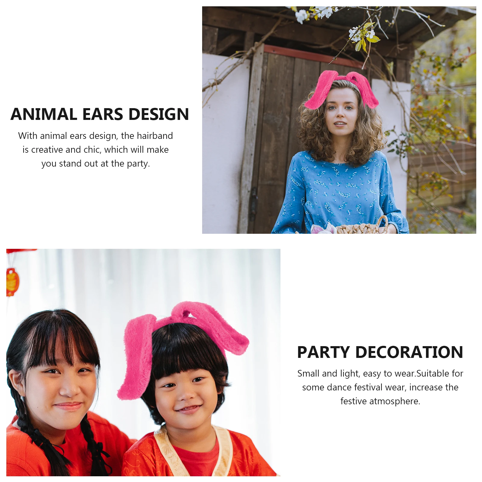 

Adorable Animal Ear Hair Hoop For Women Men Party Costume Festival Dance Cosplay Headband Decorative Hair Accessory Unique