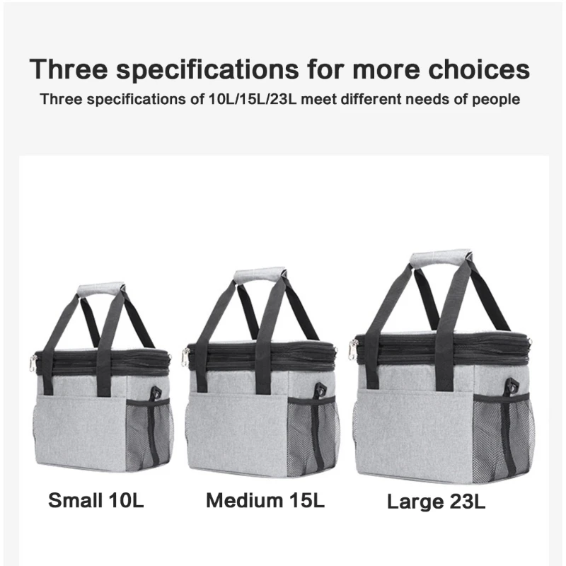 10/15/23L Coolers Bag Lunch Box Large Capacity Thermal Bag Insulated Bag Picnics Bag Double Layers Lunch Bag for Travel