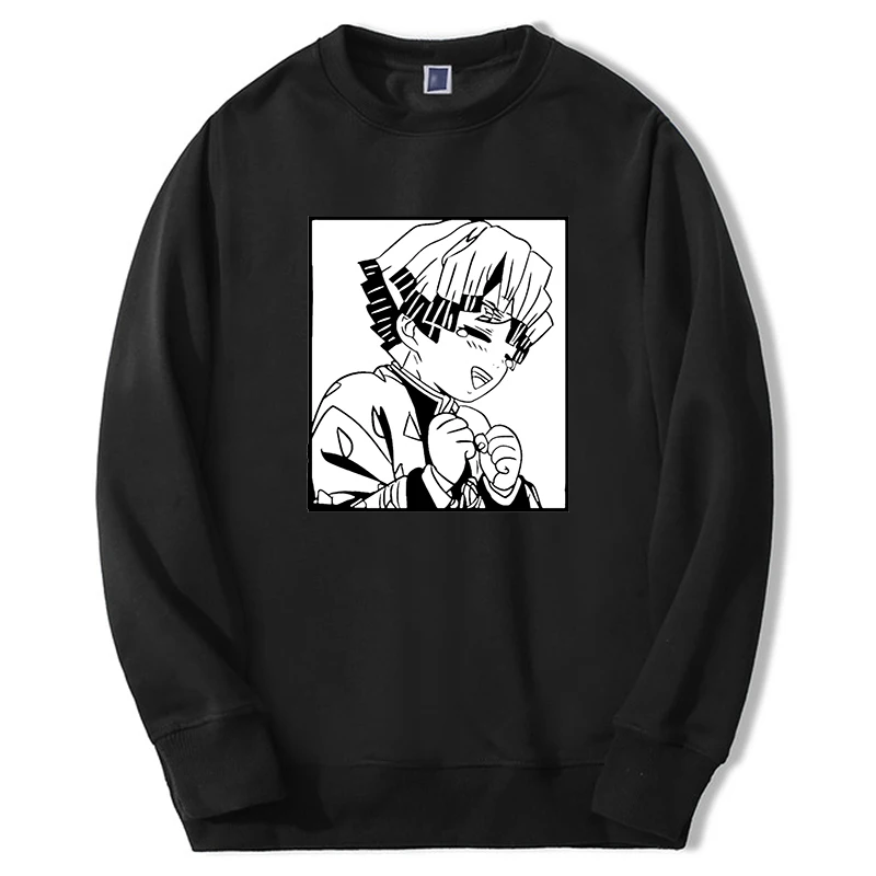 

Demon Slayer Anime Hoodies Men Women Zenitsu Manga Hot Anime Graphic Sweatshirt Oversize Round Neck Fleece Hoody Male Pullover