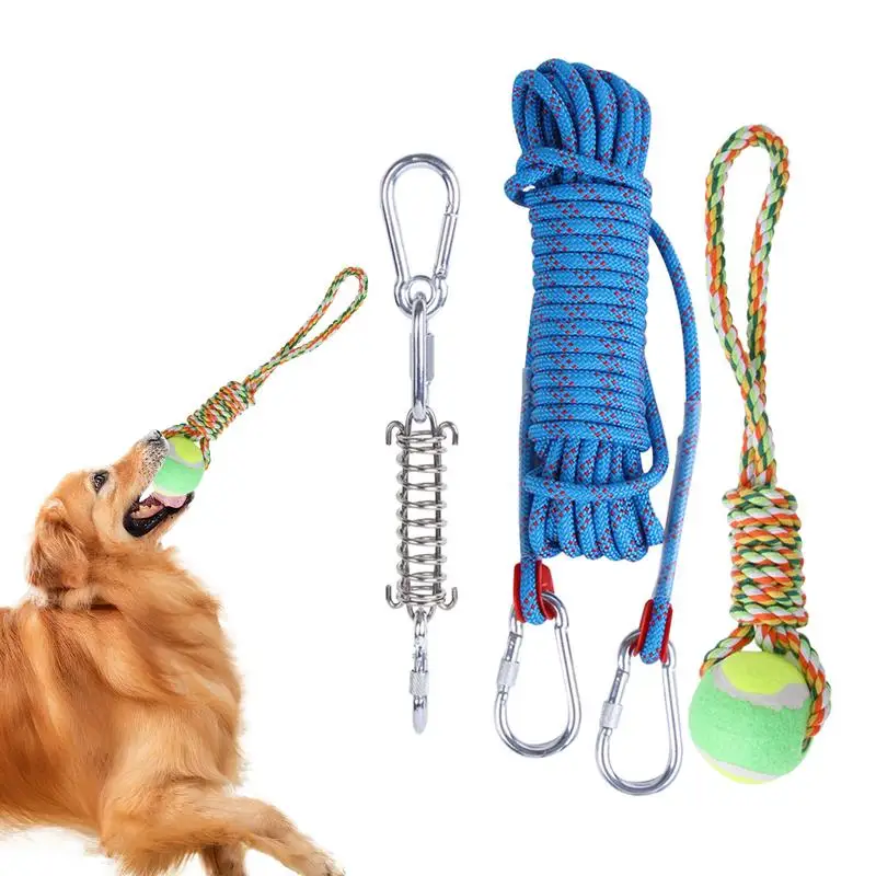 Dog Rope Tug War Toy Muscle Builder Outdoor Toys Interactive Tug Squeaky Toy Muscle Builder Spring Pole Dog Rope For Small