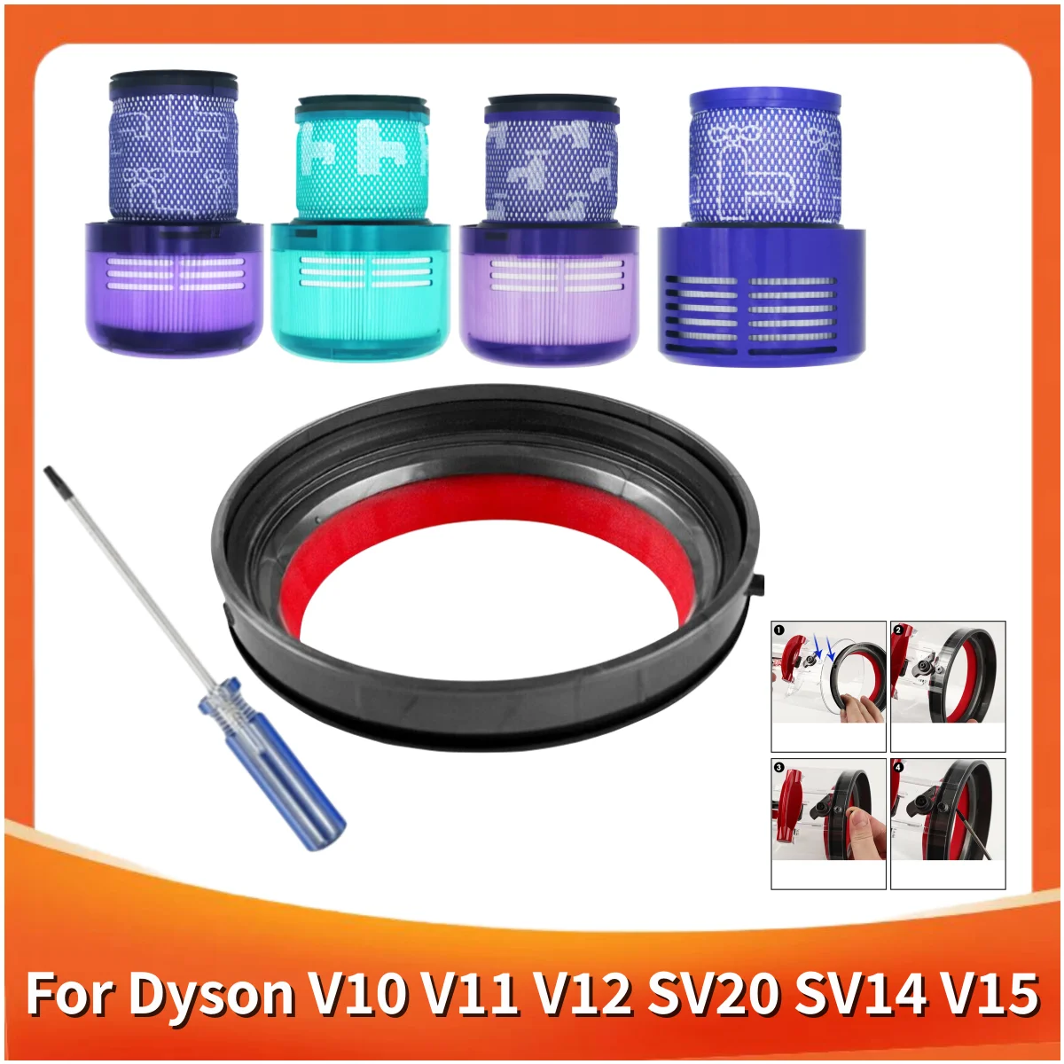 For Dyson V10 V11 V12 SV20 SV14 V15 Vacuum Cleaner Dust Bin Top Filter Sealing Ring Replacement Dust Bucket Cleaner Spare Part