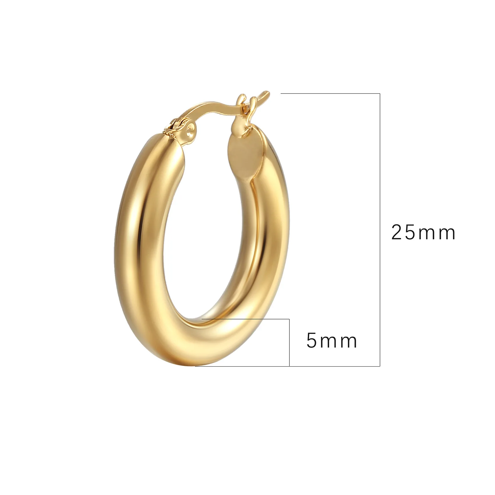 POPMAX Gold Color Stainless Steel Hoop Earrings for Women Small Simple Round Circle Huggies Ear Rings Steampunk Accessories