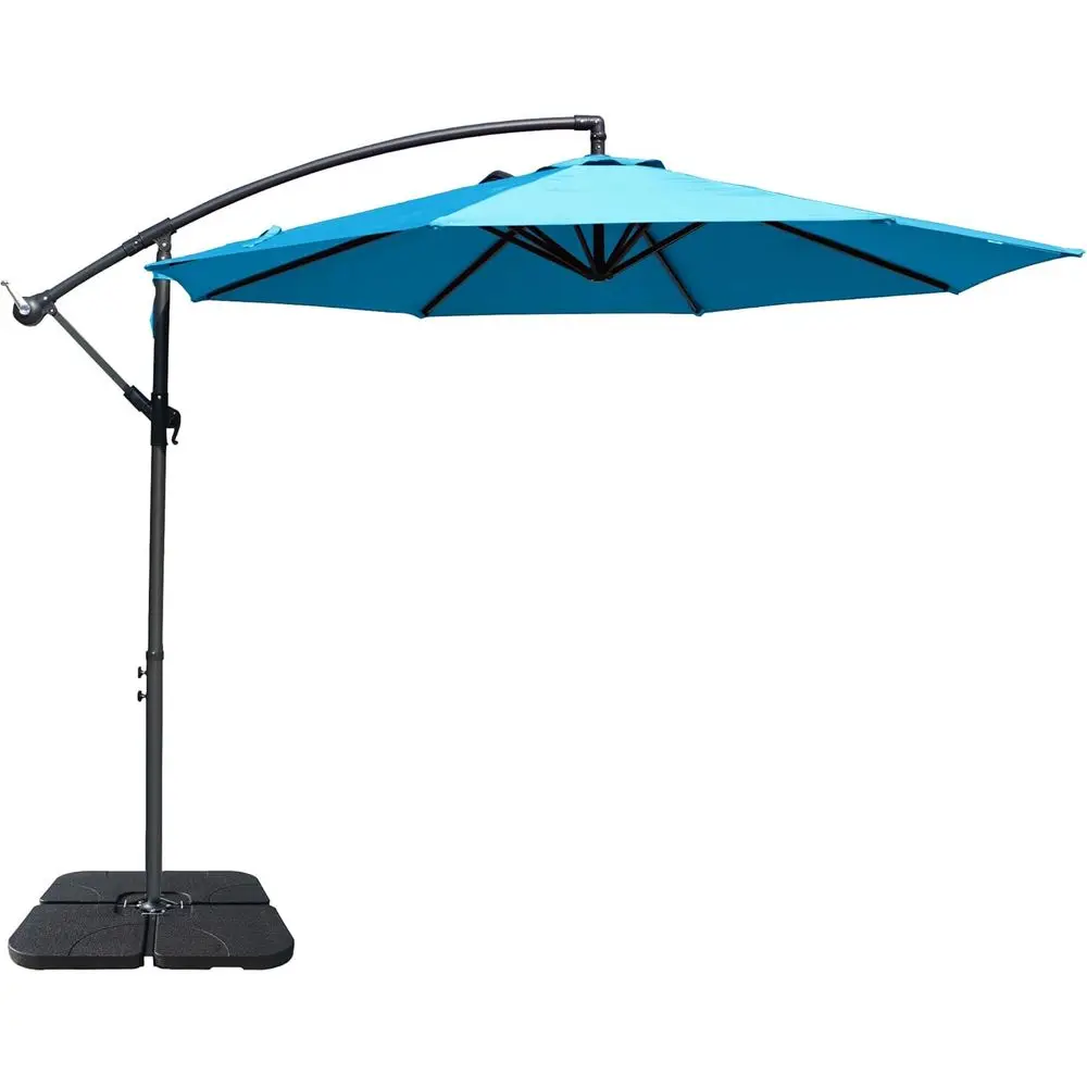 

Large 10' Outdoor Patio Umbrella with Hanging Base, Suitable for Balcony and Garden Terrace, Blue Square 40x40