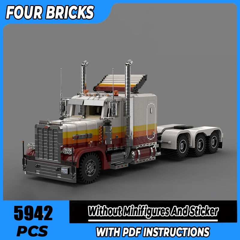 

Moc Building Blocks Peterbilt 389 Tri Axle Truck Technology Modular Bricks Model Gifts Christmas Toys DIY Sets Assembly