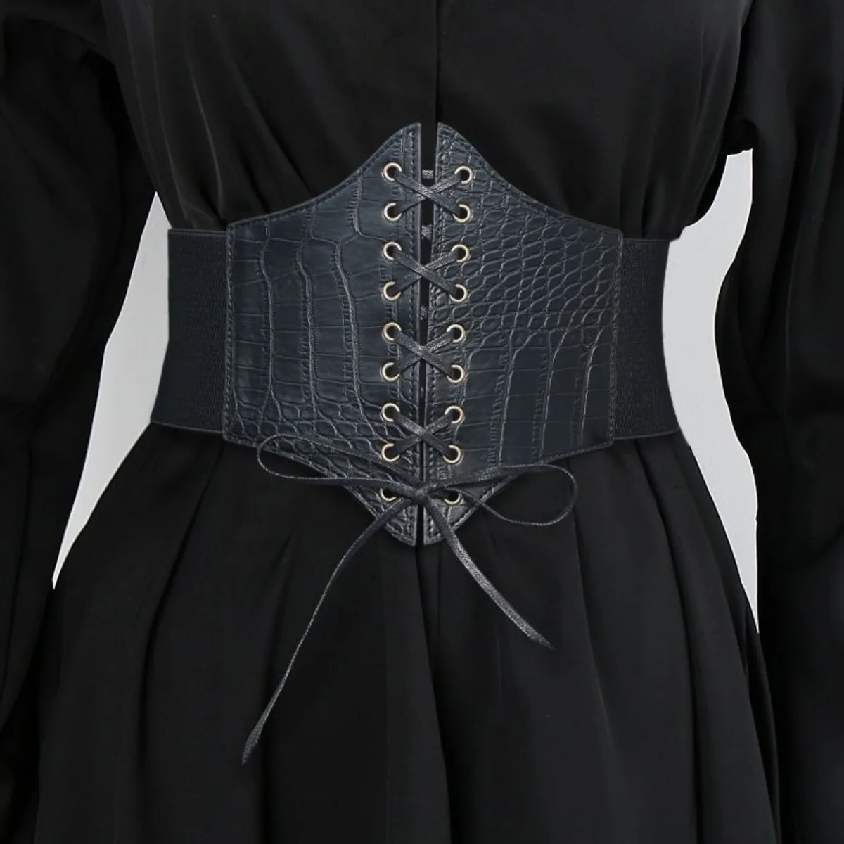Wide Fringe Belt Stretch Elastic Slimming Waist Cincher for Dresses & Shirts Women's Fashion Sash Lace Up Corset Belt Woman