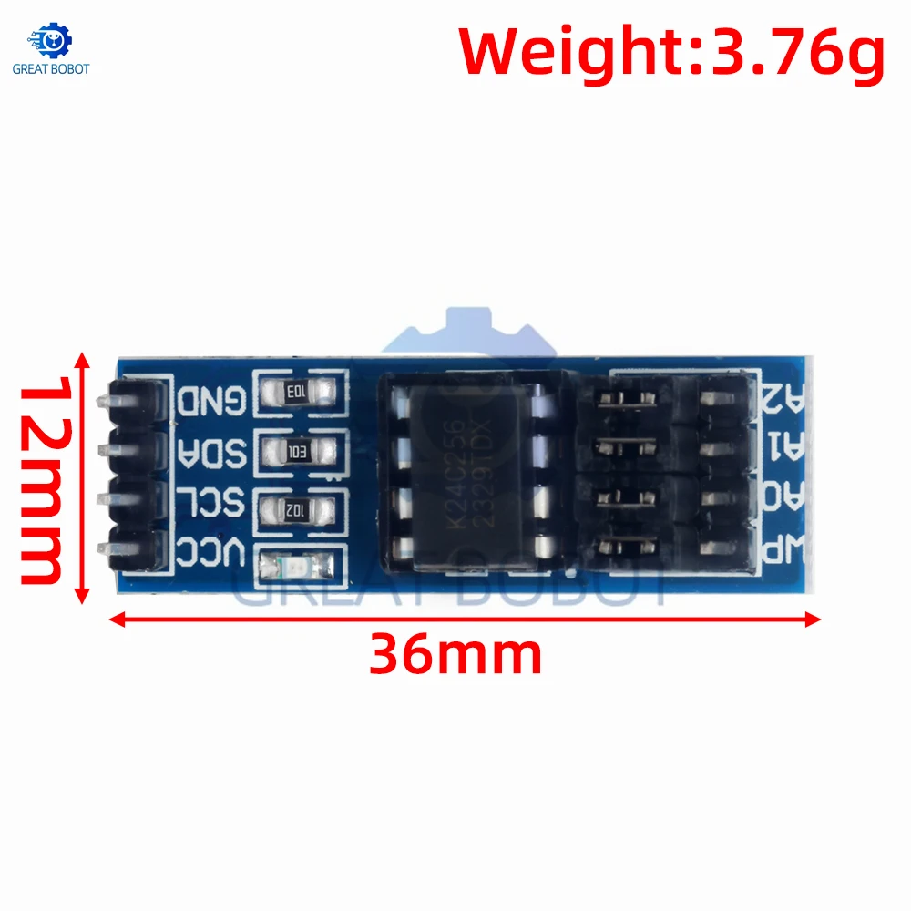 For Arduino-Compatible AT24C256 I2C Storage Board - 256Kbit 1.8-5.5V EEPROM with SOP-8 Package & Address Pins