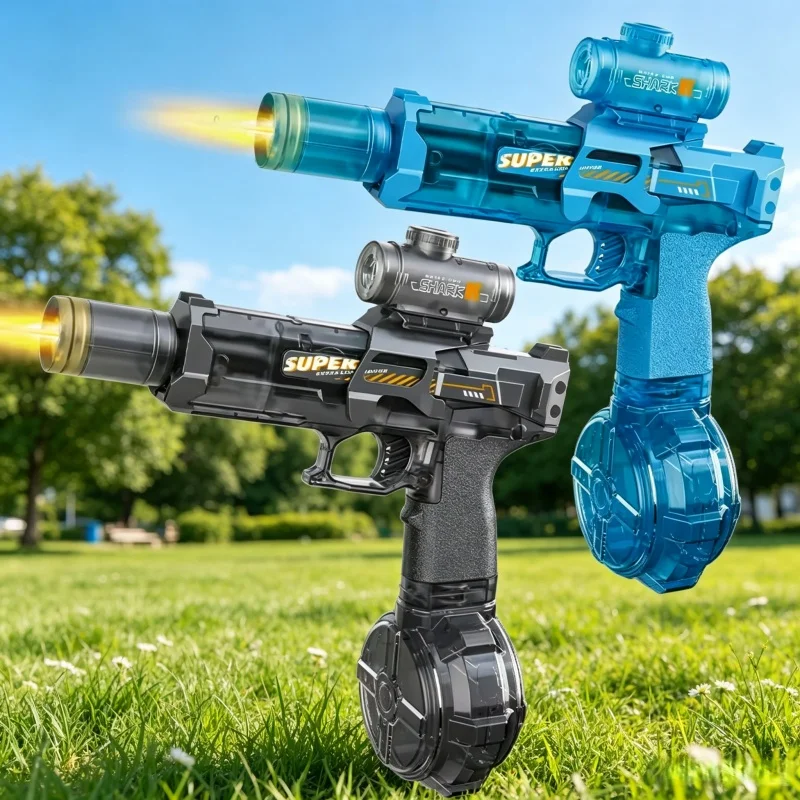 Elektrische Wasserpistole für Kinder mit Simuliertem Feuer, Automatische Wasserblaster mit LED-Licht, Sommer-Outdoor-Strand-Pool-Schießspielzeug