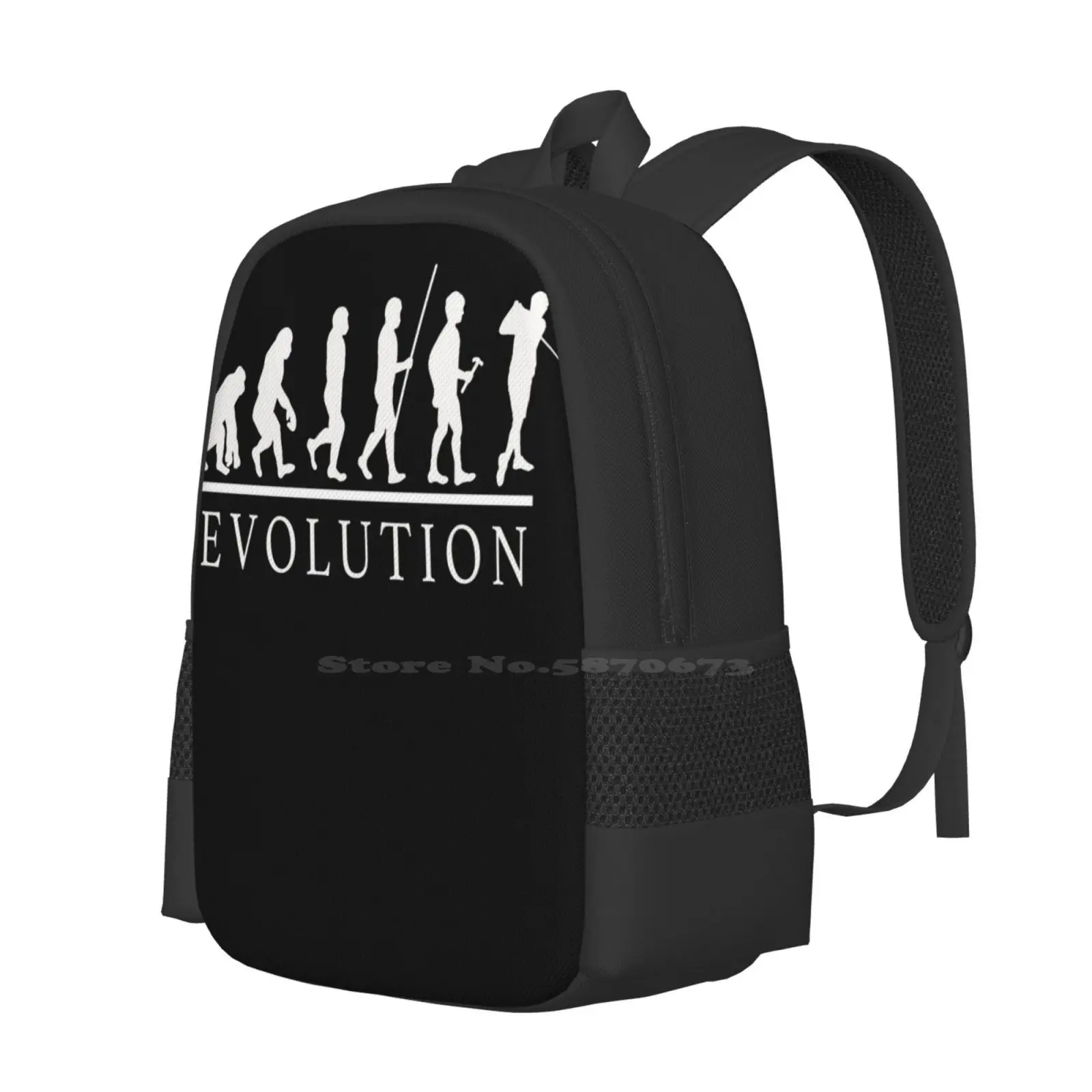 Evolution Golf Player Funny Hot Sale Schoolbag Backpack Fashion Bags Golfing Golfer Man Putt Fairway Pro Club Ball Dad Father