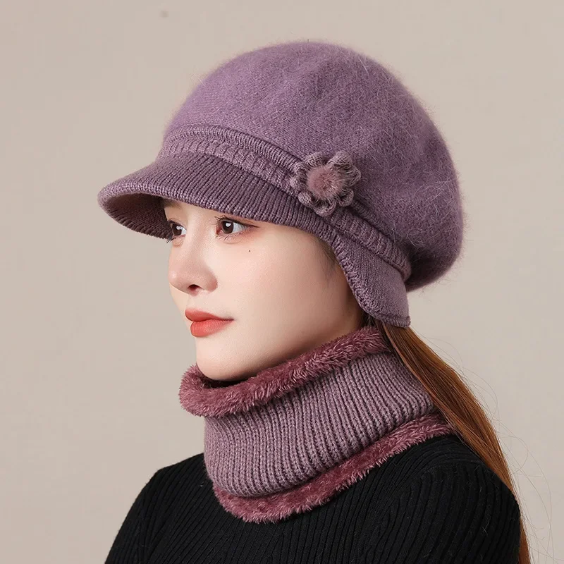 Warm Pullover Ear Protection Cap For Middle-Aged And Elderly Women Winter Knit Hat With Windproof Feature Mature Women's Hat