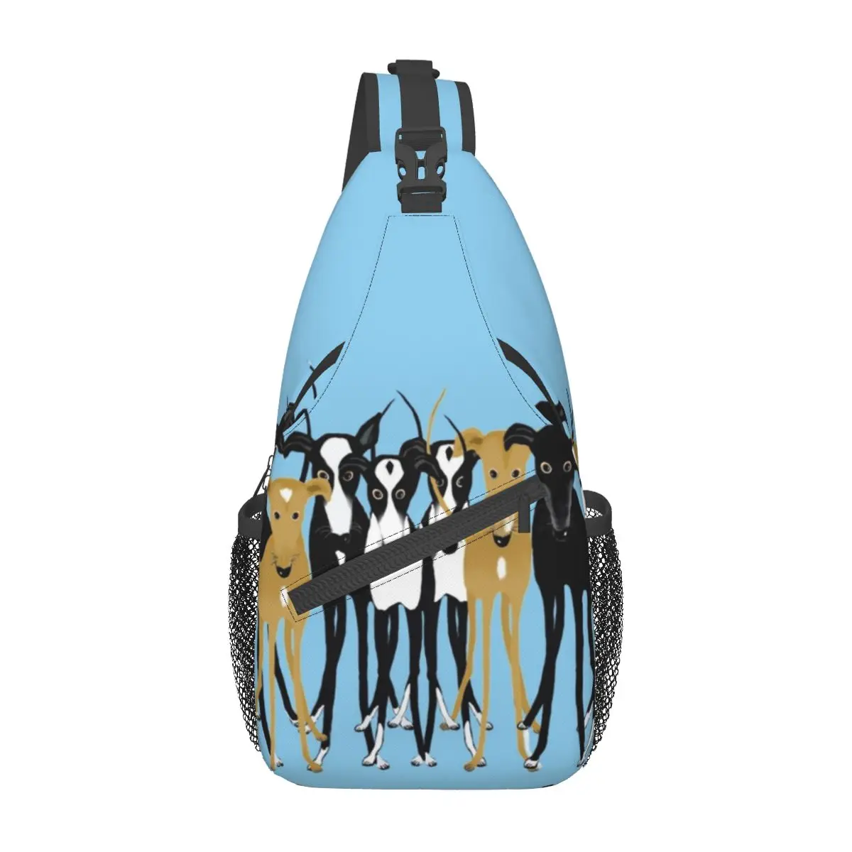 Windhund Whippet kleine Schulter taschen Brust Cross body Schulter Rucksack Wandern Reise Tages rucksäcke Lurcher Hund Galgo Cartoon gedruckt