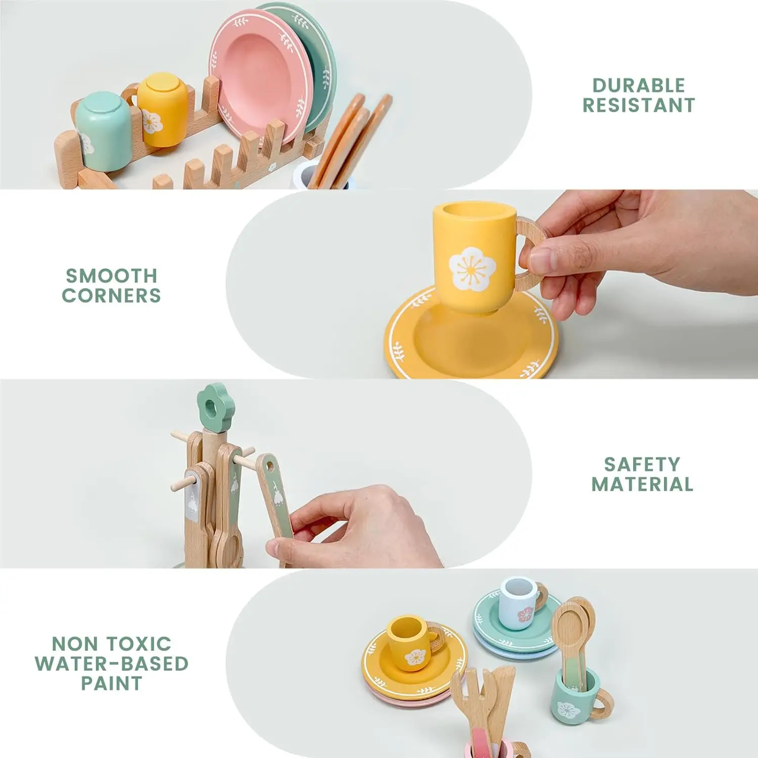 Wooden Kitchen Utensil Set for Kids, Educational Role Play Toy 4