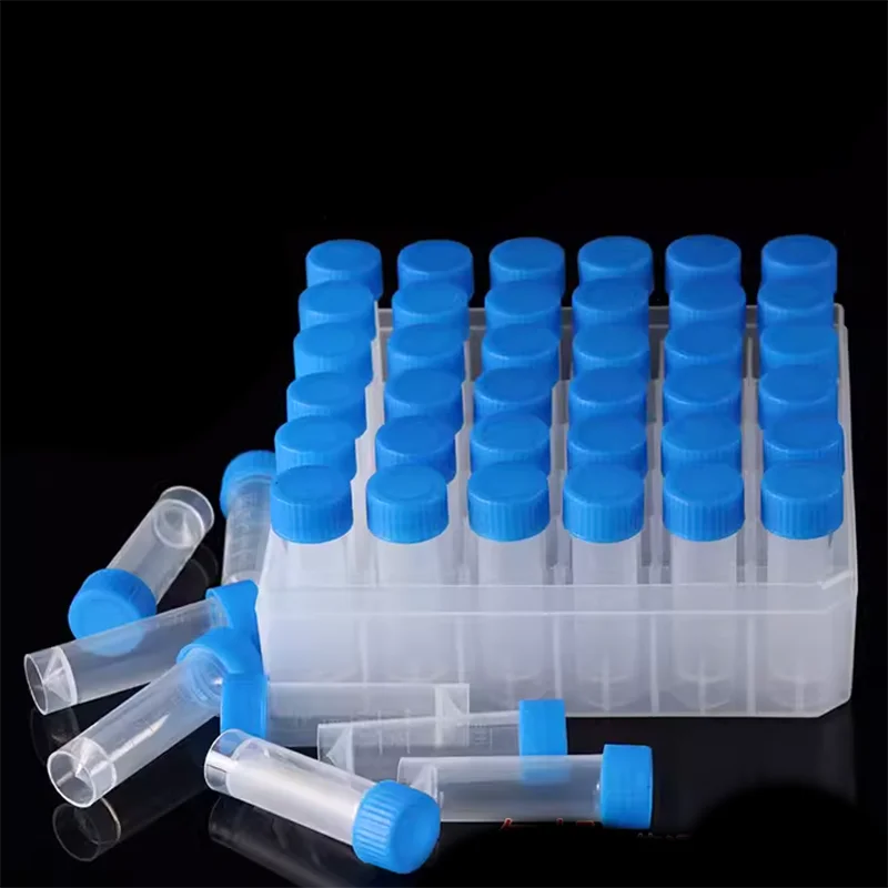 Plastic freezing tube boxed cryovials flat bottom can stand 100 1.8/5ml centrifuge tubes 100 hole freezing tube box