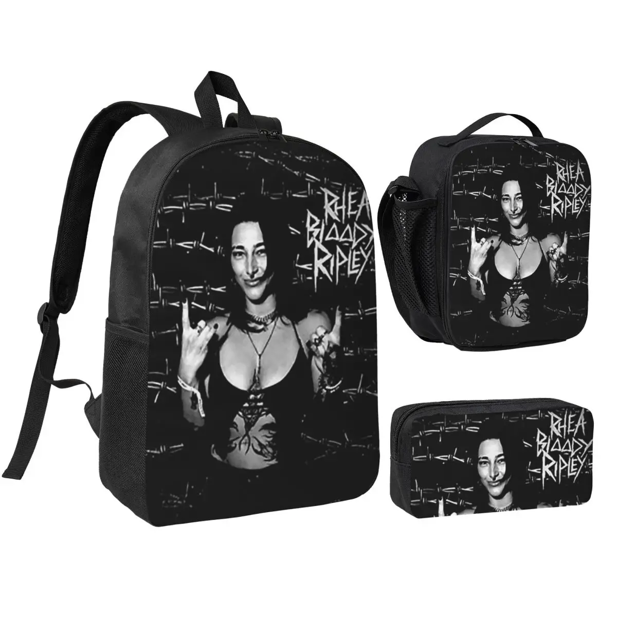 Rhea Bloody Ripley Backpack Boys Girls BookBag School Bag Shoulder Bags 3ps Insulated Lunch Bag Pencil Case