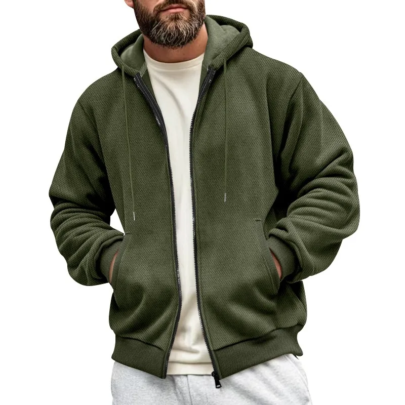 Men's Fleece Lined Winter Hooded Jacket Thermal Zip Up Sweatshirt, Casual Outdoor Warm Coat Sportswear for Men Coats