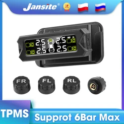 Jansite Car TPMS Tire Pressure Alarm Monitoring System Tyre Sensor Solar Charge With Bracket 360 Adjustable IP68 Waterproof 6bar