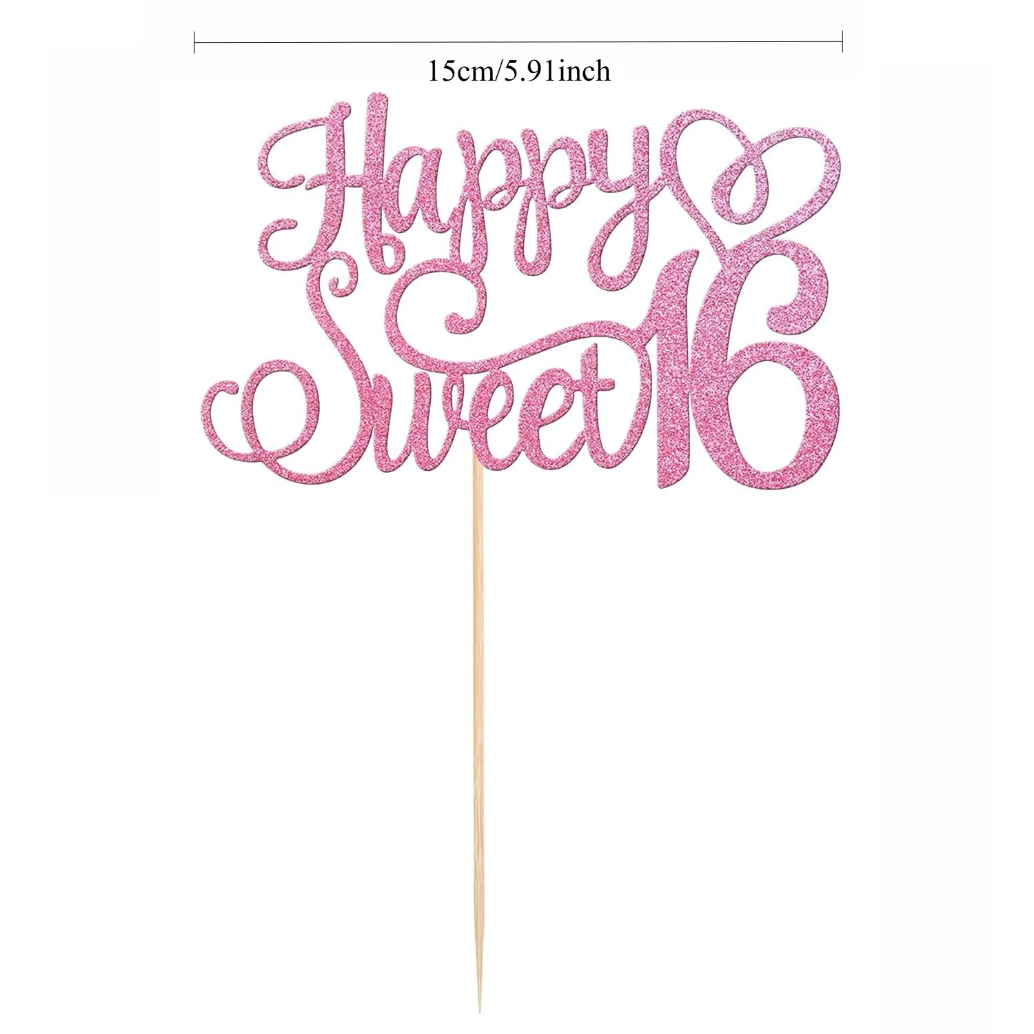 1 PCS Happy Sweet 16 Cake Topper Glitter Hello 16 Cheers to 16 Years Cake Pick Happy 16th Birthday Cake Decoration for Happy - view 2