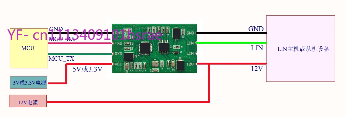 UART TTL to LIN Bus Converter Module, Built-in Serial Communication Protocol Auto Transceiver Board