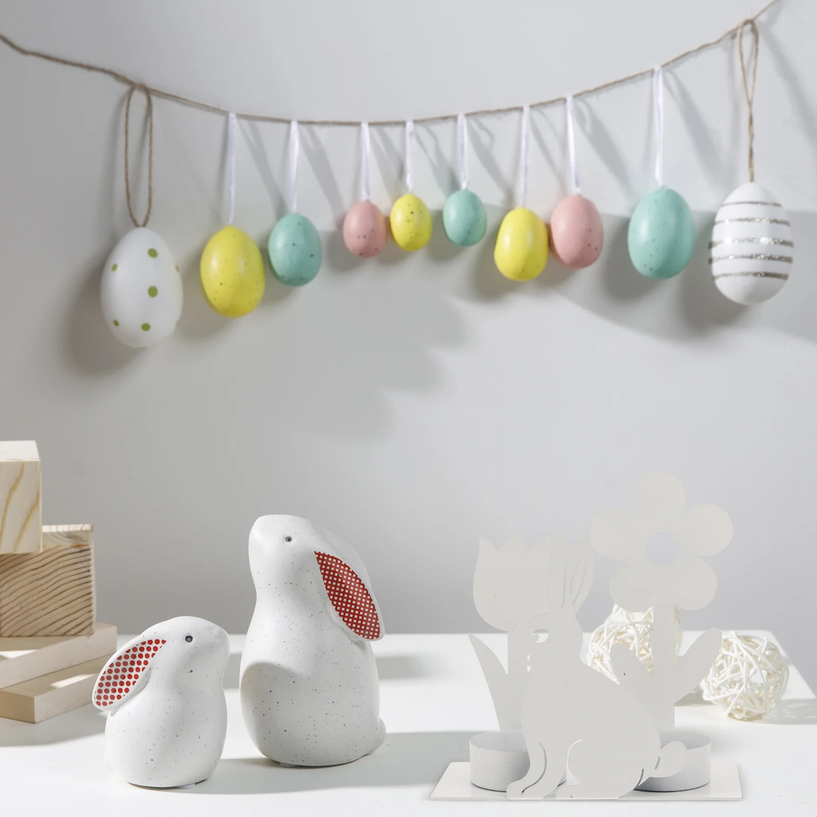 

Elegant Easter Bunny Candlestick Tinplate Rabbit Design Home Decor Tabletop Holder Easter Holder