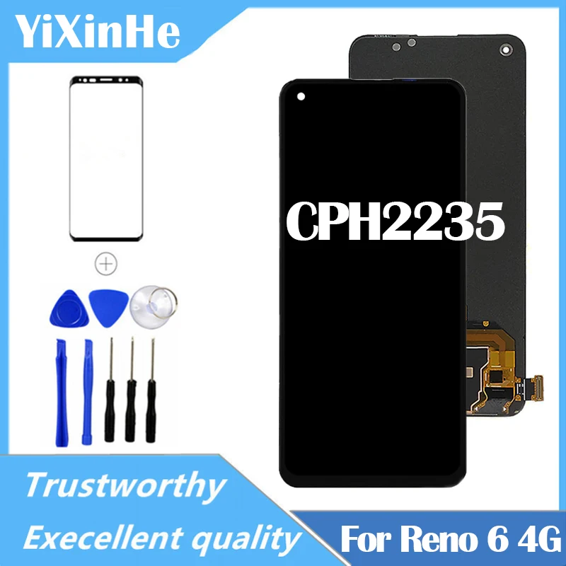 6.4 Inch AMOLED For Oppo Reno 6 4G CPH2235 LCD Display Touch Screen Digitizer Assembly Replacement