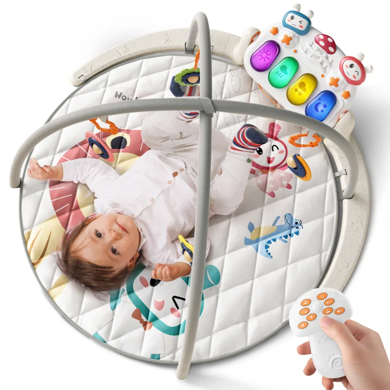 High Quality Baby Activity Gym Play Mat Piano Soft Kids Playmat Plush Animal Round Play Mat Baby Gym Toys