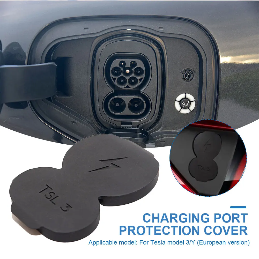 Silicone Car Charging Port Plug Protective Cover European Standard Port Plug Cover Port Cover Waterproof Cap for Tesla Model 3/Y