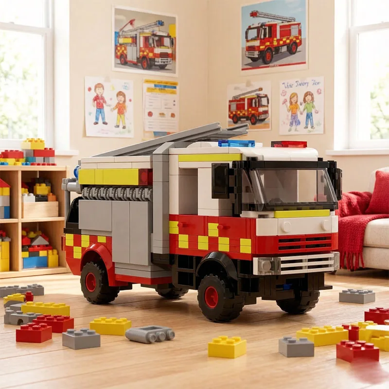 MOC-210828 Building Block City Rescue Level 1 Water Tank Fire Truck, 459 Pieces, Adult Birthday Gift Toy