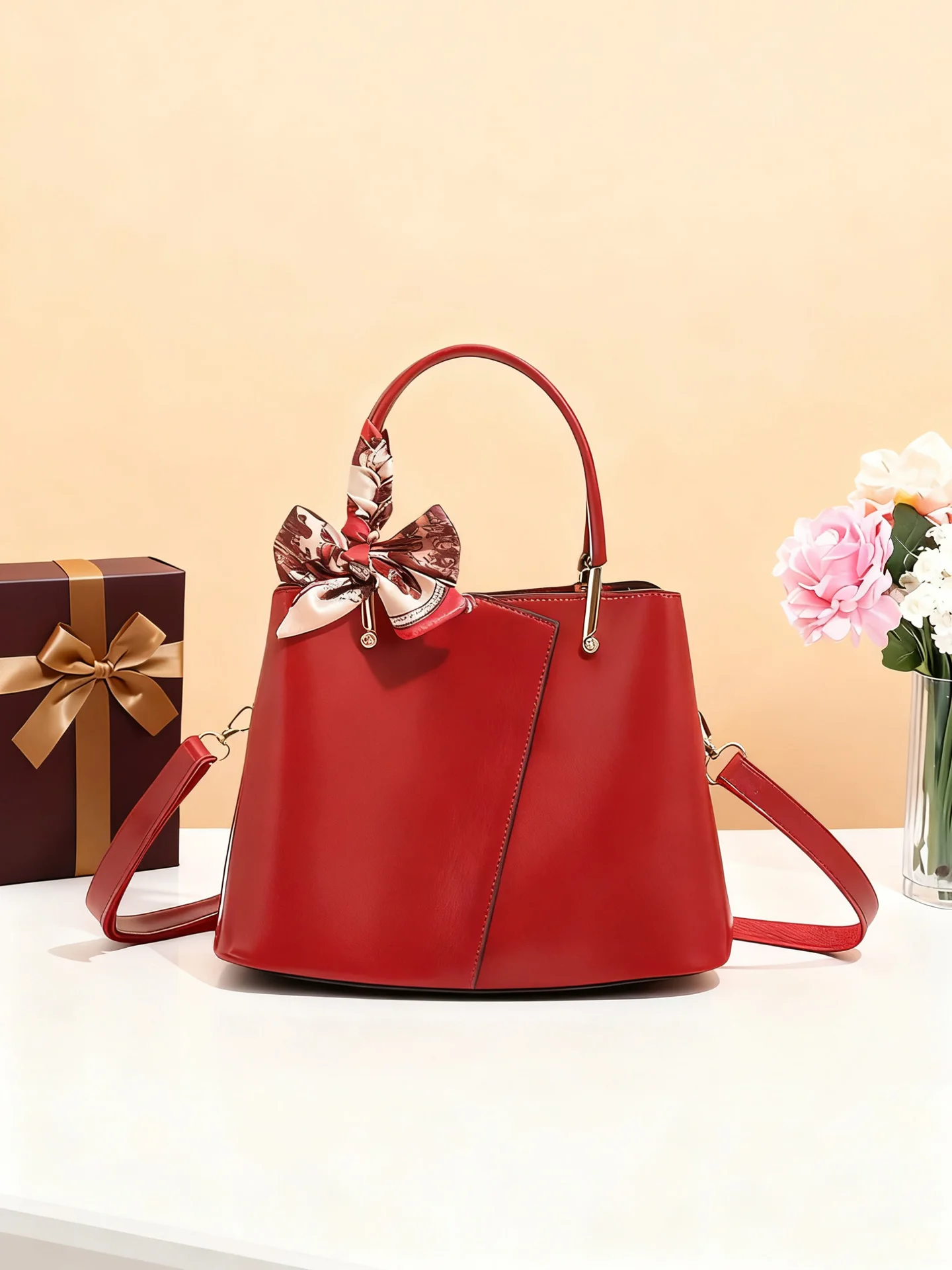 

Красная свадебная сумка-кроссбоди Ele для женщин, подарок на день рождения, вместительная сумка из мягкой кожи с застежкой-молнией, стиль Briti Sle