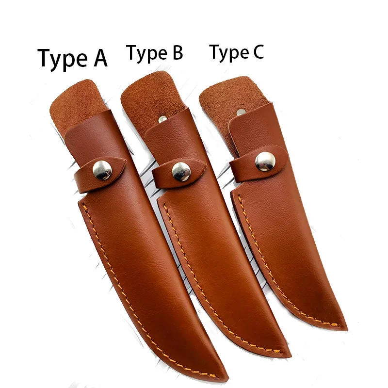 Outdoor Small Straight Knife Set Belt Loop Hunt Multi Holster Carry Sheath Leather Scabbard Cowhide Knife Sheath