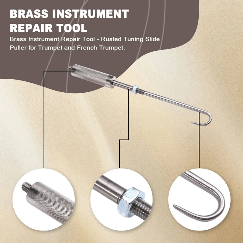 Trumpet Repair Tool Brass Instrument Repair Tool Tuning Slide Puller Remover Polishing Bracket Puller Tool for Flute Sax-FS view 5