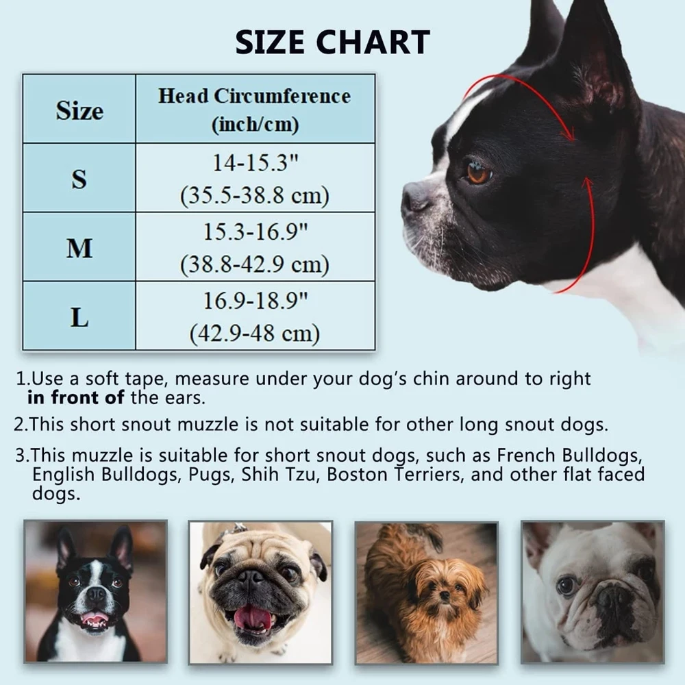 Soft Silicone Muzzle for Short Snout Dogs, Biting, Chewing, Licking, French Bulldog, Ideal for Flat-Faced Dogs