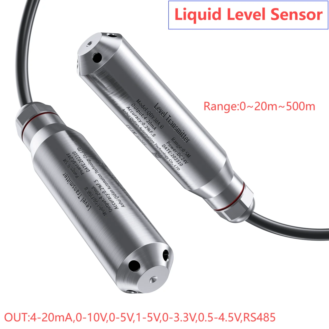 5m to 0-10V Liquid Level Sensor Transmitter Integrate Level Transducer Input Type Water Level Sensor 4-20mA 0-5V RS485 Output