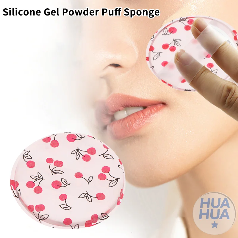 HUA 1/2 قطعة الكرز طباعة هلام السيليكون مسحوق نفخة الإسفنج الوجه إخفاء مستحضرات التجميل نفخة اكسسوارات لكريم الأساس لا مسحوق