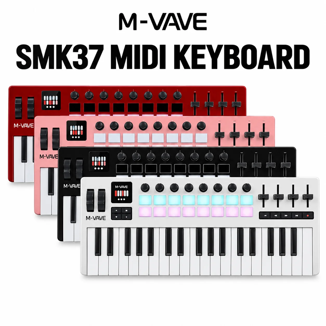 M-VAVE SMK-37 Pro Wireless Bluetooth Midi Keyboard Portable Rechargeable Synthesizer For Music Production Electronic Arrangement