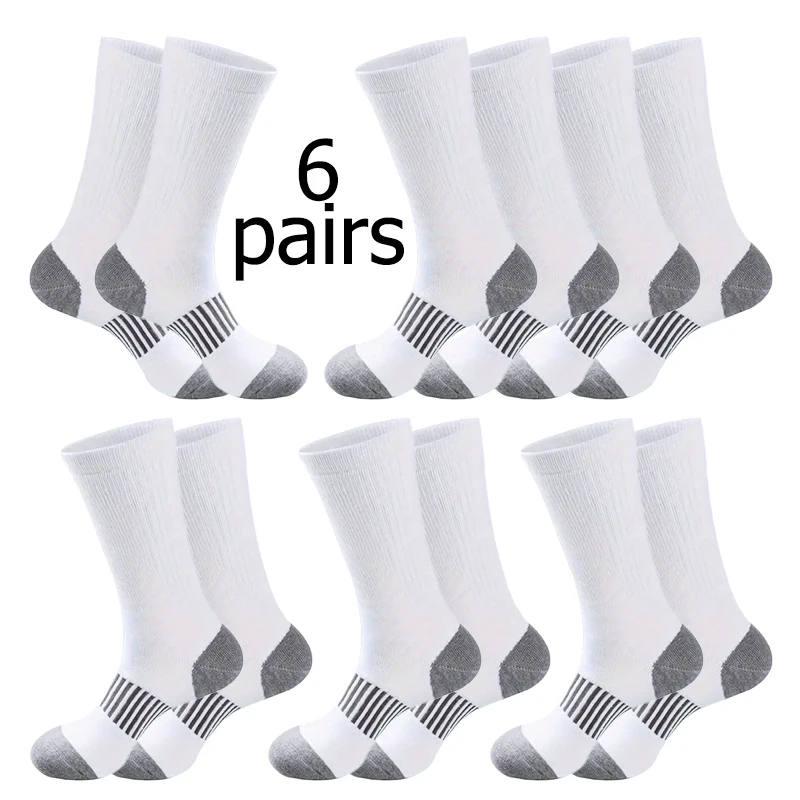 38-44 جوارب رياضية لكرة السلة 6 أزواج لجميع المواسم للجري في الهواء الطلق للنساء والرجال جوارب متوسطة الطول #5